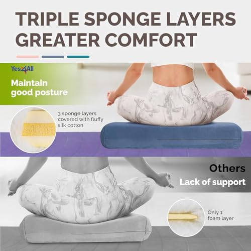 Yes4All Triple-Layer Sponge Yoga Bolster Pillow for Restorative Yoga & Meditation - Versatile Yoga Support Pillow, Balance & Poses Modification - color: H. Set of 5 Blue