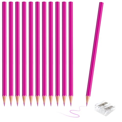12 Pack Pink Colored Pencils for Kids, Pre-sharpened Art Pencils Back to School Supplies Set, Drawing Sketching Pencils for Students, Teachers, Classroom - color: pink
