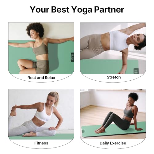 ILILI Suede TPE Yoga Mat, 10mm Thick, 76" x 28" Extra Long with Strap - color: Green
