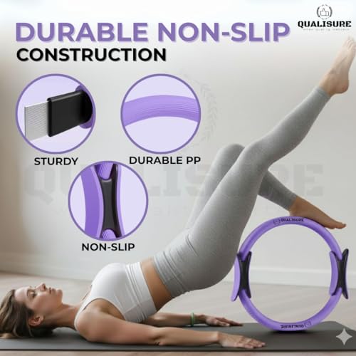 Pilates Kit for Women with Magic Circle Pilates Ring, Pilates Ring Fitness Trainer, Pilates Magic Circle, Yoga Ball, 5 Resistance Bands, Stretch Strap, Socks & Gym Bag for Home Workout