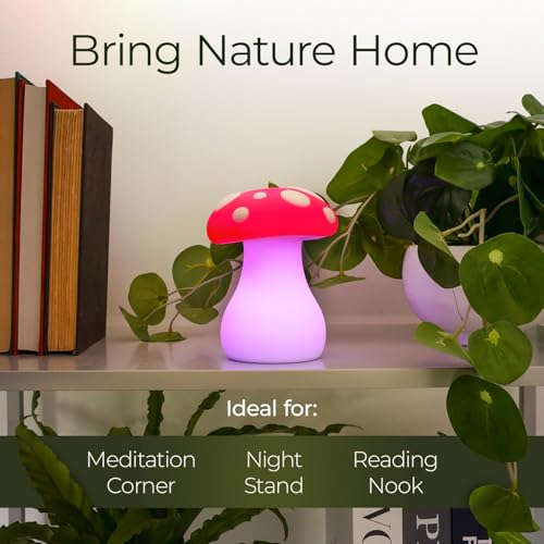 Mindsight 'Breathing Buddha' Guided Visual Meditation Tool for Mindfulness | Slow Your Breathing & Calm Your Mind for Stress & Anxiety Relief | Perfect for Adults & Kids | USB Rechargeable - size: Mushroom