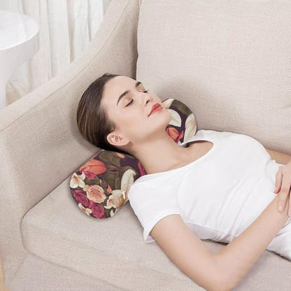 Roses and Lily Flowers Neck Roll Pillow Bolster Round Health Memory Foam Long Cervical Cylinder Pillows with Removable Washable Cover for Body Bed Legs Back Yoga - color: Roses and Lily Flowers
