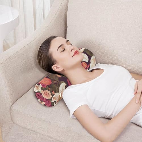 Roses and Lily Flowers Neck Roll Pillow Bolster Round Health Memory Foam Long Cervical Cylinder Pillows with Removable Washable Cover for Body Bed Legs Back Yoga - color: Roses and Lily Flowers