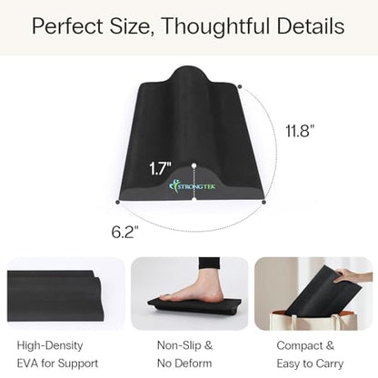 StrongTek Slant Board and Plantar Fasciitis Stretcher Set – Adjustable Wooden Incline Board & High-Density Foam Foot Relief Pad