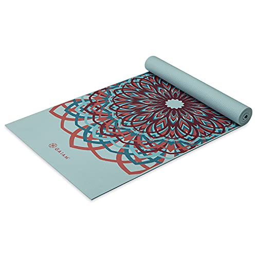 Gaiam Premium Yoga Mat, 6mm Thick Print Mat | Premium 6mm thick cushioning for joint support. Non-slip print design for yoga, Pilates & floor workouts. - color: Santorini