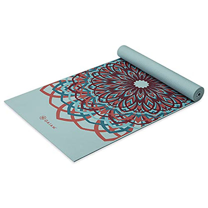 Gaiam Premium Yoga Mat, 6mm Thick Print Mat - color: Santorini