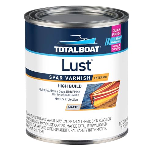 TotalBoat Lust Marine Spar Varnish for Boats & Wood - Matte Pint | Oil-Based Polyurethane Finish; High Build; UV Inhibitors; Wooden Boats, Yacht Brightwork, Furniture & Interior/Exterior Wood - color: Matte, size: Pint