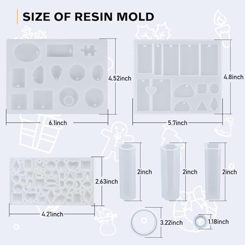IGaiety Complete Resin Jewelry Making Kit with Silicone Molds for Beginners | 240Pcs Epoxy Resin Kit with Pigments, Findings and Accessories for Earrings, Pendants, Keychains and DIY Gifts - size: XX-Jewelry Mold