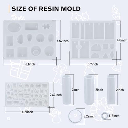 IGaiety Complete Resin Jewelry Making Kit with Silicone Molds for Beginners | 240Pcs Epoxy Resin Kit with Pigments, Findings and Accessories for Earrings, Pendants, Keychains and DIY Gifts - size: XX-Jewelry Mold