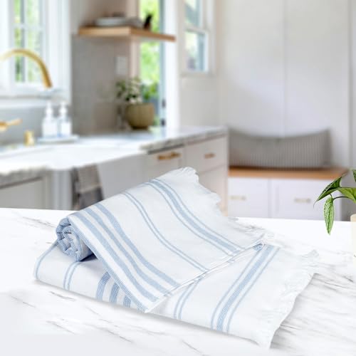 Ample Decor Cotton Hand Towels 16x28 Inches, Turkish Style, Quick Dry, Multi-Purpose Kitchen & Bathroom Towels, Oeko-Tex Certified, Set of 2, Mint Blue - color: Mint Blue, size: Hand Towel Set of 2