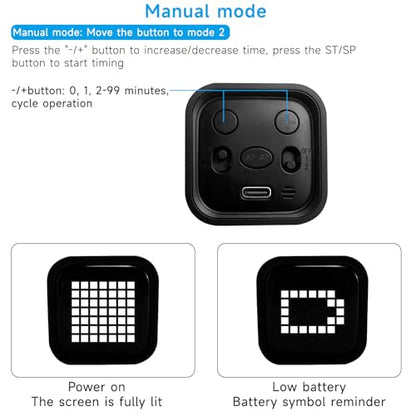 Qumox Digital Cube Timer, Rechargeable Flip Timer with Gravity Sensor & Manual Mode, 5/10/30/60 Minute Countdown, USB-C, LED Display, Vibration & Sound Alerts for Study, Work, Cooking, Fitness