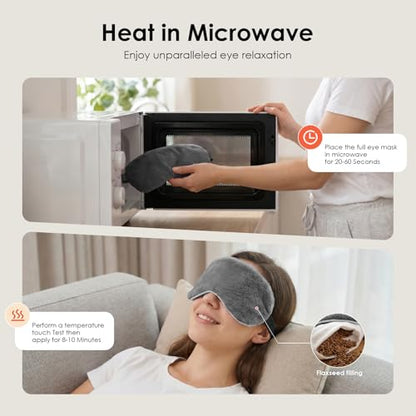 MORLIDEN Heated Eye Mask for Dry Eyes & Stye - Microwavable Warm Compress | For Blepharitis, Chalazion, MGD-Lightweight, No Heavy Pressure-Reusable Moist Heat Mask with Natural Flaxseed (Gray) - color: Gray