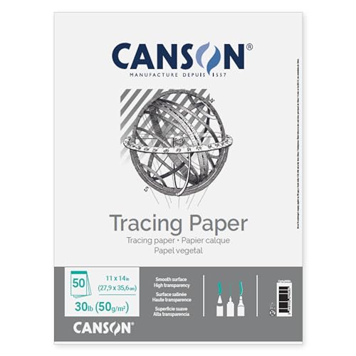 Canson Tracing Paper, 9" x 12", 50 Sheets/Pad, 1 Pad | For Pencil, Pen, and Ink, Top Bound Pad, 30 lb. (50gsm) - size: 9x12 inch