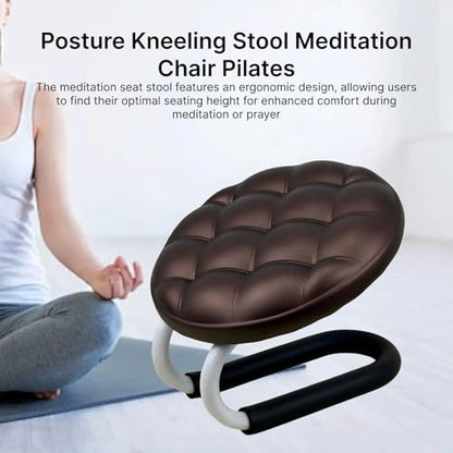 Kneeling Meditation Stool, Prayer Bench Gift Portable Kneeling Bench, Lightweight Meditation Bench Seat for Studio, Praying, Brown - color: Brown（round)