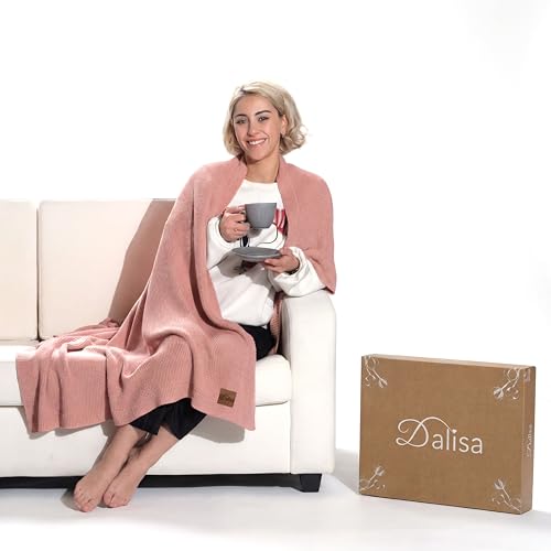 Dalisa Alina GOTS Organic Cotton Throw Blanket, Pink, 80x90 in - color: Pink, size: 80x90