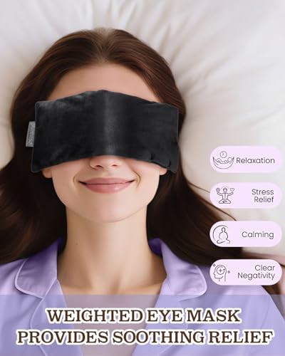 Hihealer Lavender Eye Pillow for Relaxation, Yoga, Sleep, Weighted Eye Mask | Aromatherapy Eye Mask for Sleeping Meditation, Microwave Heat Compress for Headache Sinus, Spa Gifts for Women,Wellness Gifts - color: Midnight Black