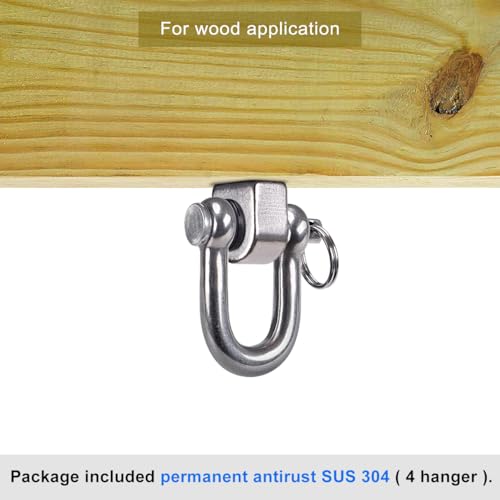 SELEWARE 4 Pack Swing Hangers Swing Set Hooks Stainless Steel Hammock Hooks - color: Stainless 4 Pack Swing Hooks