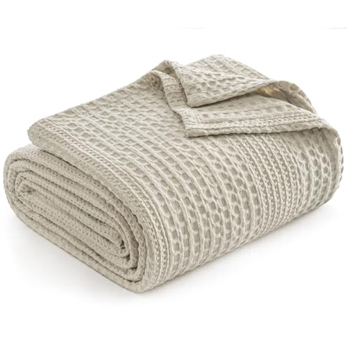PHF Lightweight Waffle Weave Blanket King for Bed Light Taupe 104"x90" - color: Light Taupe, size: King(104"x90")