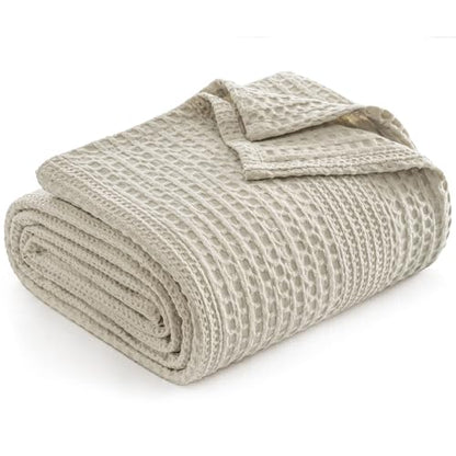 PHF Lightweight Waffle Weave Blanket King for Bed Light Taupe 104"x90" - color: Light Taupe, size: King(104"x90")