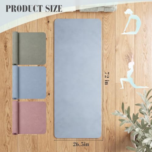 Breling 3 Pack Suede Yoga Towels 26"x73" Non-Slip Hot Yoga Towel Mats with Highly Absorbent Soft Suede Microfiber Rapid Dry for Bikram Pilates Home Workout Women Pink Lotus Bean Green Light Blue