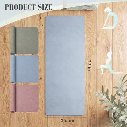 Breling 3 Pack Suede Yoga Towels 26"x73" Non-Slip Hot Yoga Towel Mats with Highly Absorbent Soft Suede Microfiber Rapid Dry for Bikram Pilates Home Workout Women Pink Lotus Bean Green Light Blue