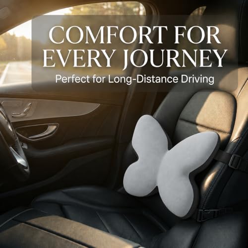Butterfly Lumbar Support Pillow for Car and Chair, Gray - color: Gray-1