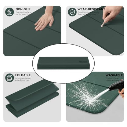 Yoga Mat Thick 10mm, Foldable Yoga Mat 75 x 26 x 0.4 Inches - color: Dark green