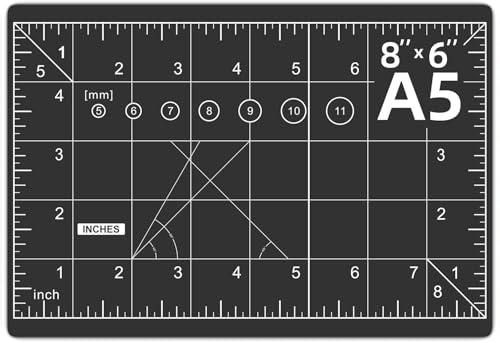 DIYSELF 8in×6in Cutting Mat, A5 Self Healing Cutting Mat, Craft Mat | A5 Cutting Mat for Sewing, Fabric and Hobby Projects, 5-Ply Double-Sided Craft Cutting Board, Quilting Mat for DIY - color: Black, size: 8"L x 6"W