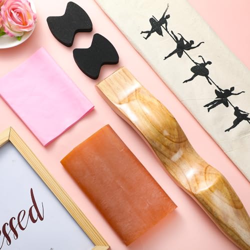 Silipull Ballet Foot Stretcher Set Dance Stretching Equipment Pine Dance Feet Arch Enhancer with Elastic Stretch Band 2 Pads Leg Strap Carry Bag for Dancers Gymnastics Yoga Flexibility Workout - color: Wood