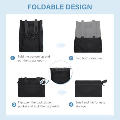 GOLF SUPAGS Foldaway Convertible Tote Backpack Lightweight Nylon Daypack Women Men City Pack Versatile Backpack Leisure, Black - color: Black