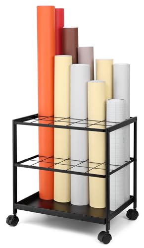 Blueprint Storage Rack Cart - 20 Slots Metal Blueprint Holder with Double-Layer Grids Ensures Secure, Non-Slip Storage, Organizing Posters, Architectural Plans, and Artwork Stably. (20 Slots) - color: 20 Slots