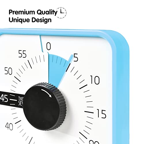 TWENTY5 SEVEN Countdown Timer 7.5 inch; 60 Minute 1 Hour Visual Timer – Classroom Teaching Tool Office Meeting, Mechanical Countdown Clock for Kids Exam Time Management Magnetic, Sky Blue - color: Sky Blue