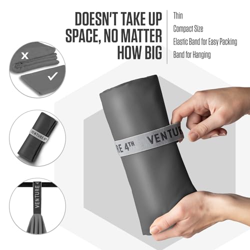 VENTURE 4TH Quick Dry Microfiber Towel for Camping & Gym - Charcoal XL - color: Charcoal, size: 72.00" x 31.50"