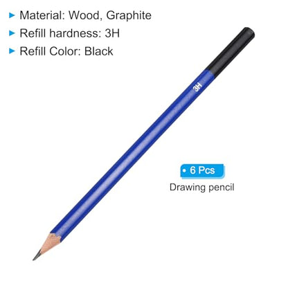 PATIKIL 3H Drawing Pencils for Sketching, 6PCS Sketch Pencils for Drawing Art Pencils Graphite Wood Pre-sharpened for Artists - size: 1 Count (Pack of 1), style: 3H