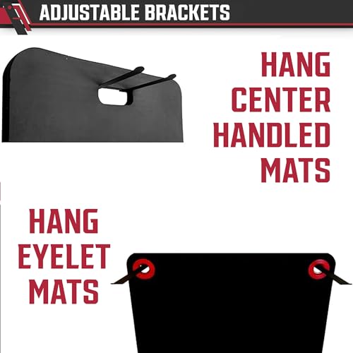 IRON AMERICAN Yoga Mat Hanger - Adjustable Hooks for Exercise Mats, Foam Rollers & Gym Equipment Storage - Wall Mounted - Hardware Included - (6.75" x .75") - American Steel - style: 2-PAIR