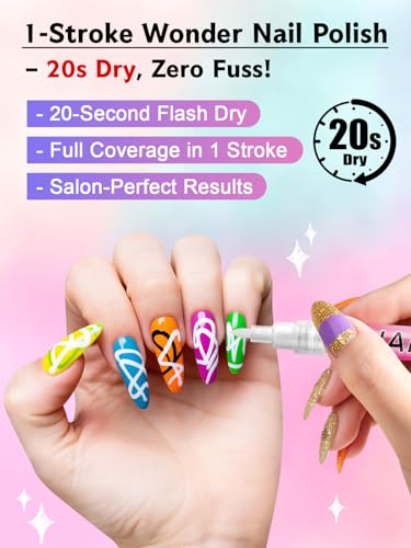 Kalolary 1PCS White Nail Art Pens 0.7mm Nail Polish Pens Quick Dry | Long-last Nail Graffiti Dotting Painting Liner Nail Art Markers for DIY Nail Art Design - color: White