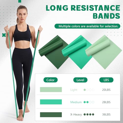 Shappy 10 Pack Resistance Bands, 5.4ft Long Exercise Band Bulk, Non-Latex Elastic Stretch Bands for Physical Therapy, Stretching, Rehab, Yoga, Pilates, Gym, Home Exercise - size: 28 lbs