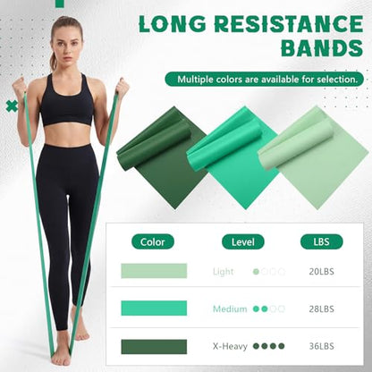Shappy 10 Pack Resistance Bands, 5.4ft Long Exercise Band Bulk, Non-Latex Elastic Stretch Bands for Physical Therapy, Stretching, Rehab, Yoga, Pilates, Gym, Home Exercise - size: 28 lbs