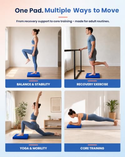 Balance Pad, High-Density TPE Foam, 15.75 x 13 x 2 Inches, Blue | Non-Slip Surface, Firm Yet Cushioned, Controlled Instability, Ankle Stability, Core Strength, Yoga, Pilates and Mobility