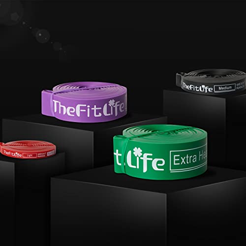 TheFitLife Pull Up Assistance Bands Heavy Duty Resistance Bands for Workout - color: Red/Black/Purple/Green