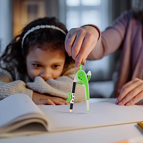 EBOOT Student Geometry Math Set, Drawing Compass and 6 Inch Clear Swing Arm Protractors 180 Degree Math Protractor (Green) - color: Green