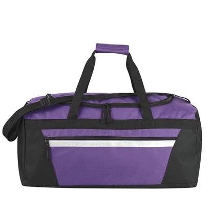 40 Liter, 22 Inch Reflective Duffle Bag with Shoulder Strap for Men, Women, Travel - color: Purple
