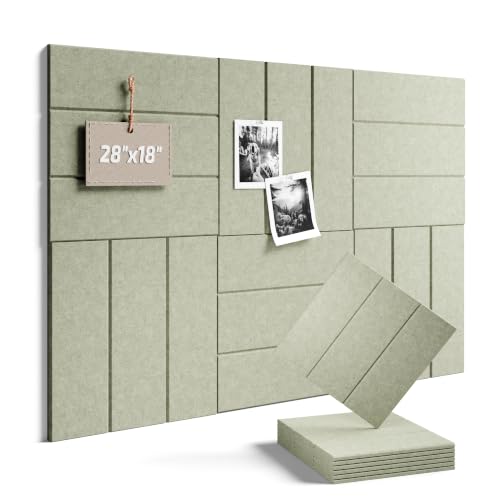 28" x 18" Cork Board Alternative, Wide Stripe, Sage | 6-Pack Felt Pin Board Tiles, 30 Adhesive Tabs, Custom Wall Layout, Photo Display, Memo Board, Office, Classroom, Dorm - color: Sage, size: Wide-Stripe