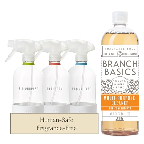 Branch Basics Cleaning Essentials Kit: All Purpose, Glass, Bathroom Cleaner - style: Glass Spray Bottles