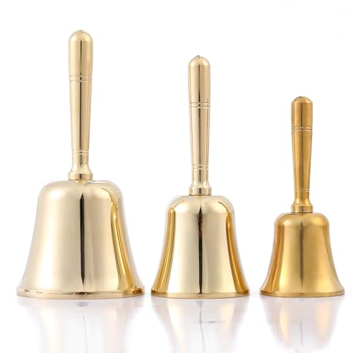 Super Loud Solid Brass Hand Call Bell Dinner Bell (M) | Hand Bells for Seniors Bedside, Teacher Classroom Bell, Ringing Bell at Wedding, Tibetan Meditation Bells, Gift for Bedridden - size: Medium