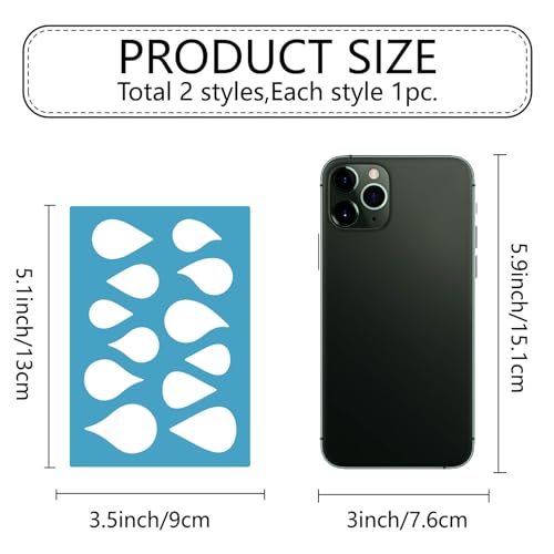 GORGECRAFT 5.1"x3.5" 2Pcs Earring Teardrops Jewelry Stencils Cutouts Stencil Arylic Triangles Geometric Reusable Drawing Template for Women Earrings Bracelets Making Cabochons DIY Ruler Art Tool - style: Teardrop
