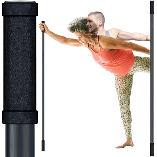 5ft Yoga Stick from Natural Bamboo with Non-Slip Handle-Stretching Stick for Mobility, Flexibility,Exercise,Workout, Physical Therapy,Pilates,Balance Fitness-Access Online Video Guide Without Any Info - color: Soft Black 5ft