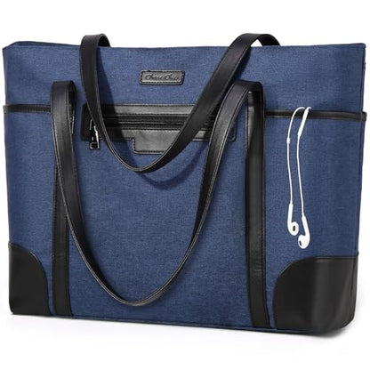 Laptop Bag for Women,ChaseChic Waterproof Classic Teacher's Tote Bag 15.6in Computer Work Bags for Women with Luggage Strap - color: Dark Blue-15.6in