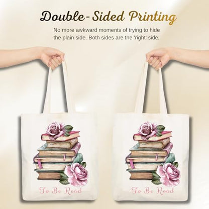 Aesthetic Canvas Tote Bag for Women with Inner Pocket - color: Read-rose