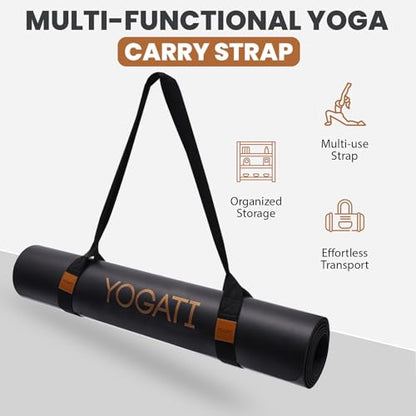 YOGATI® Yoga Mat Straps for Carrying | Adjustable Cotton Yoga Strap for Carrying Mats | Fits Standard and Thick Yoga or Pilates Matt | Practical & Perfect Yoga Mat Carrying Strap Design that Lasts